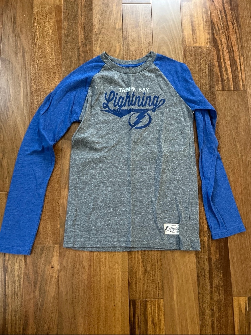 Tampa Bay Lightning Kids Raglan Long-Sleeve Tee - Gray & Royal Blue